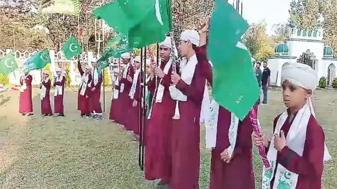 In Rajouri, there is a flag-raising ritual ahead to Eid-e-Milad